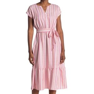 52SEVEN Stripe Belted Dress
